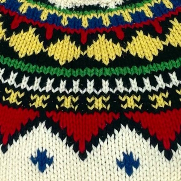 Vintage Sweater w/ mock turtleneck & aztec design - Picture 3 of 5